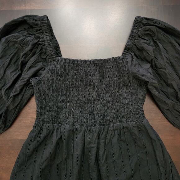Anthropologie Hutch Black Cotton Eyelet Midi Dress Size Small - Picture 3 of 7